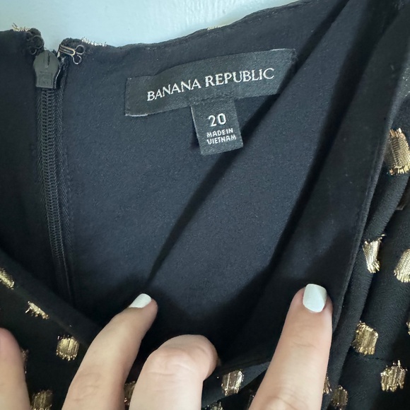 Banana Republic Chiffon Polka Dot Gold Mini Dress Size 20 - Picture 4 of 5